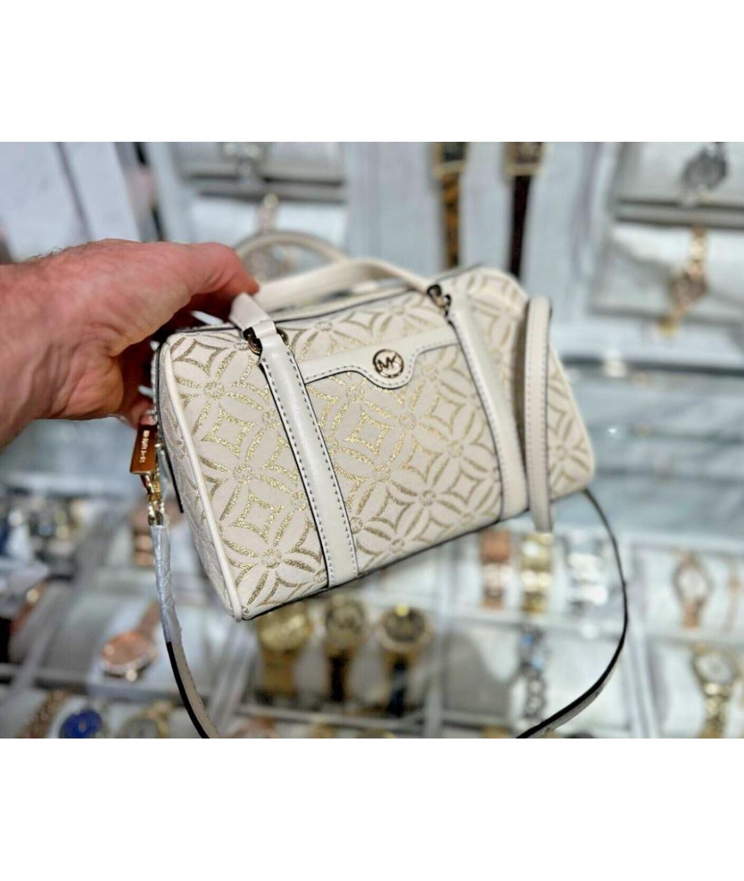 MICHAEL MICHAEL KORS Бежевая жаккардовая сумка с короткими ручками, фото 7