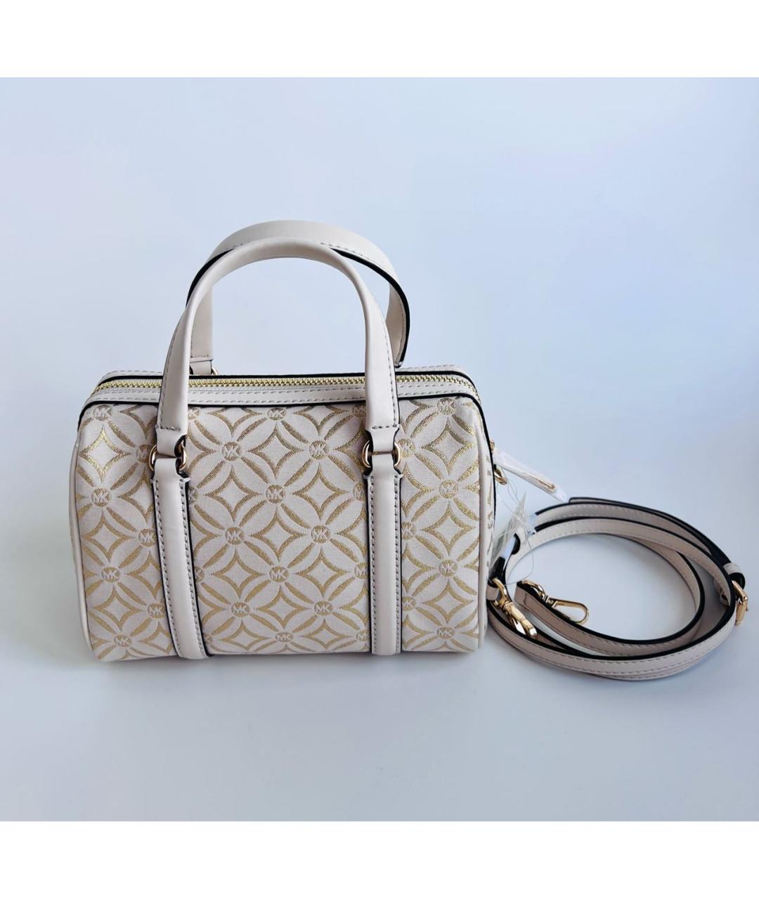 MICHAEL MICHAEL KORS Бежевая жаккардовая сумка с короткими ручками, фото 3