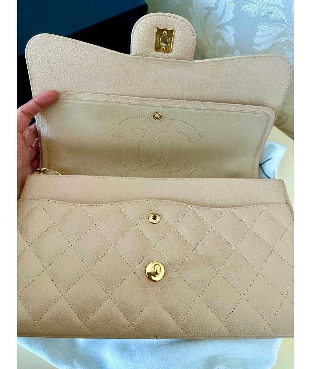 CHANEL Бежевая кожаная сумка через плечо, фото 5