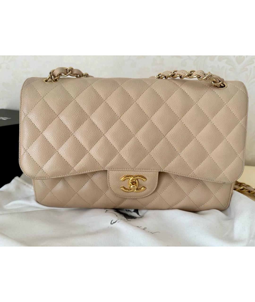 CHANEL Бежевая кожаная сумка через плечо, фото 7