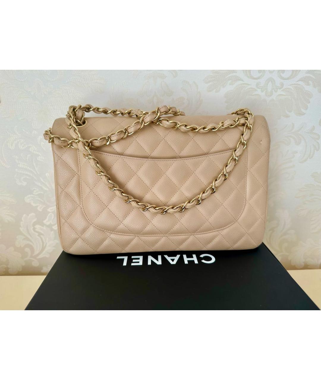 CHANEL Бежевая кожаная сумка через плечо, фото 2
