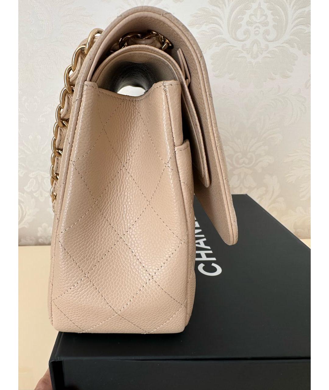 CHANEL Бежевая кожаная сумка через плечо, фото 3