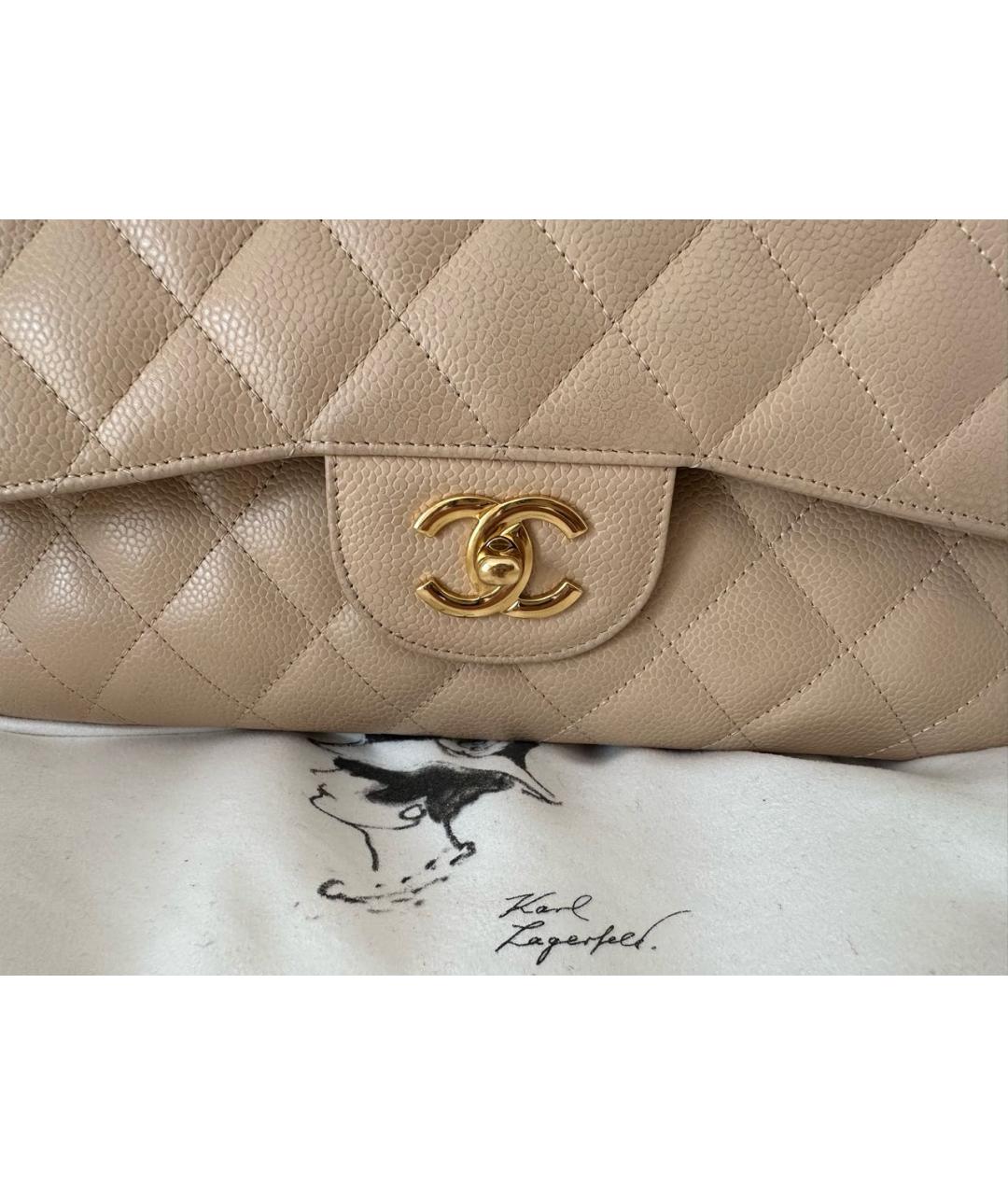 CHANEL Бежевая кожаная сумка через плечо, фото 4