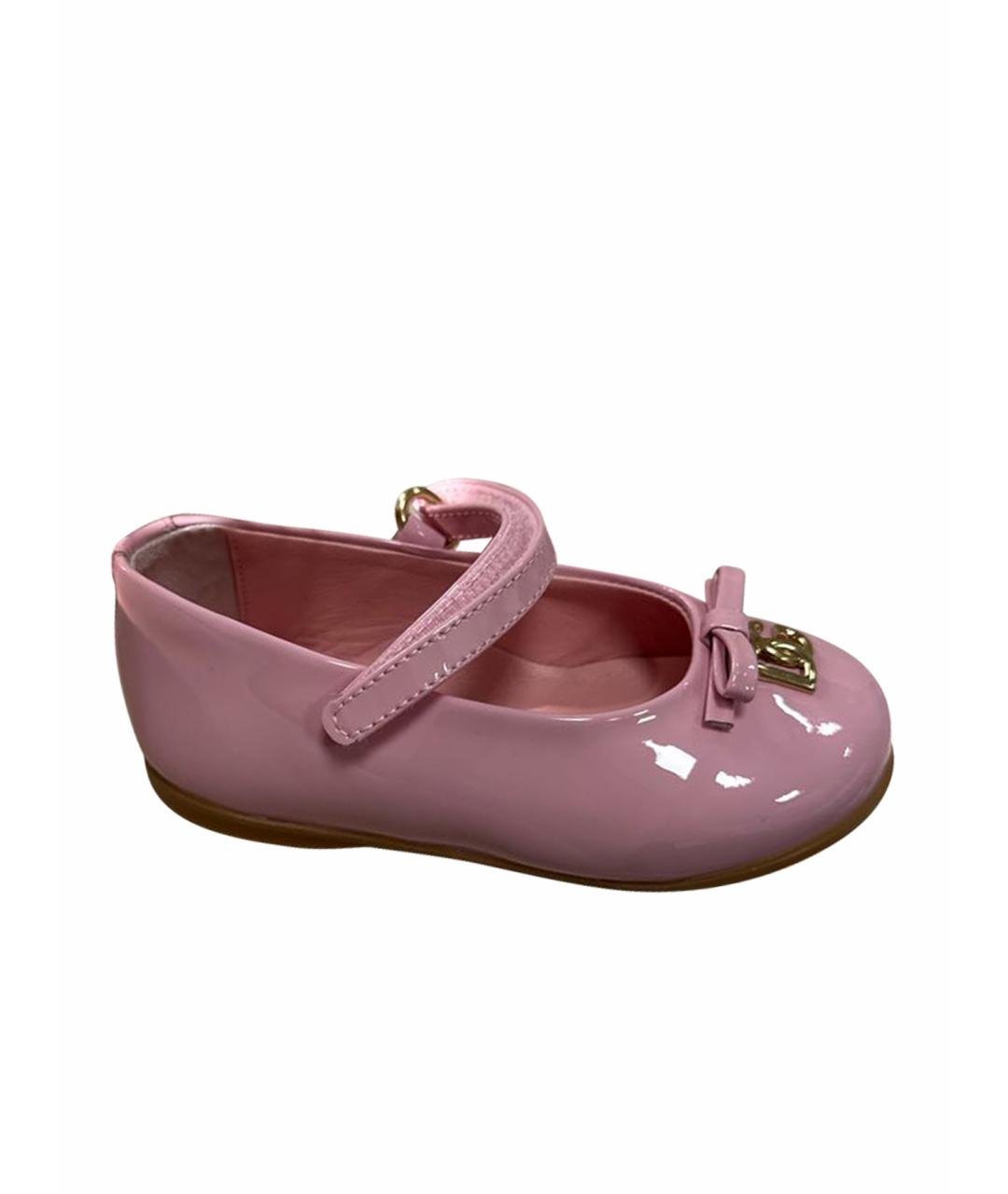 DOLCE&GABBANA Розовые кожаные балетки и туфли, фото 1