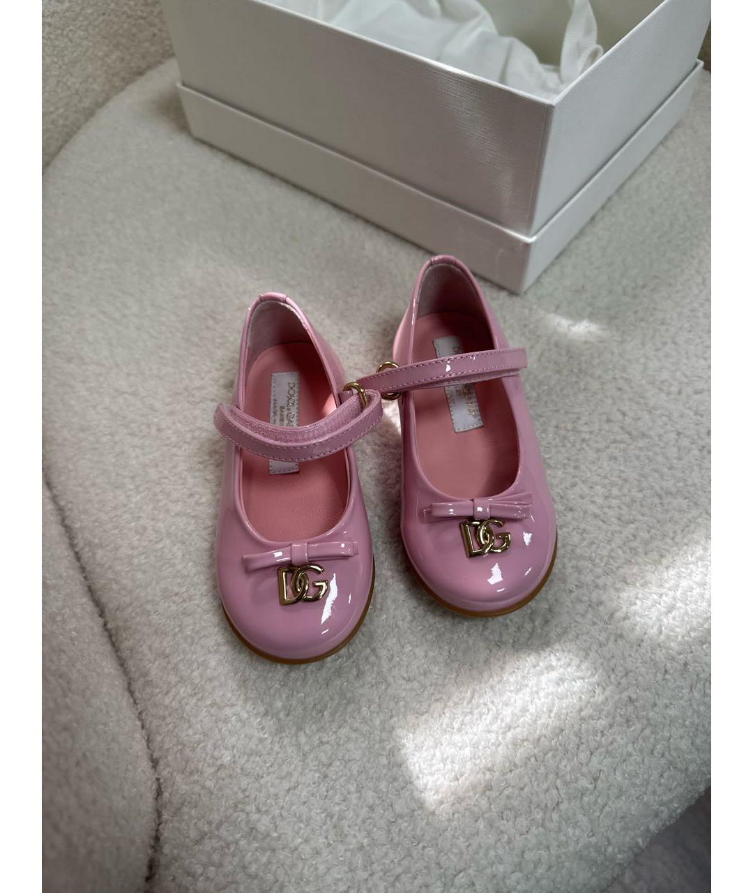 DOLCE&GABBANA Розовые кожаные балетки и туфли, фото 2