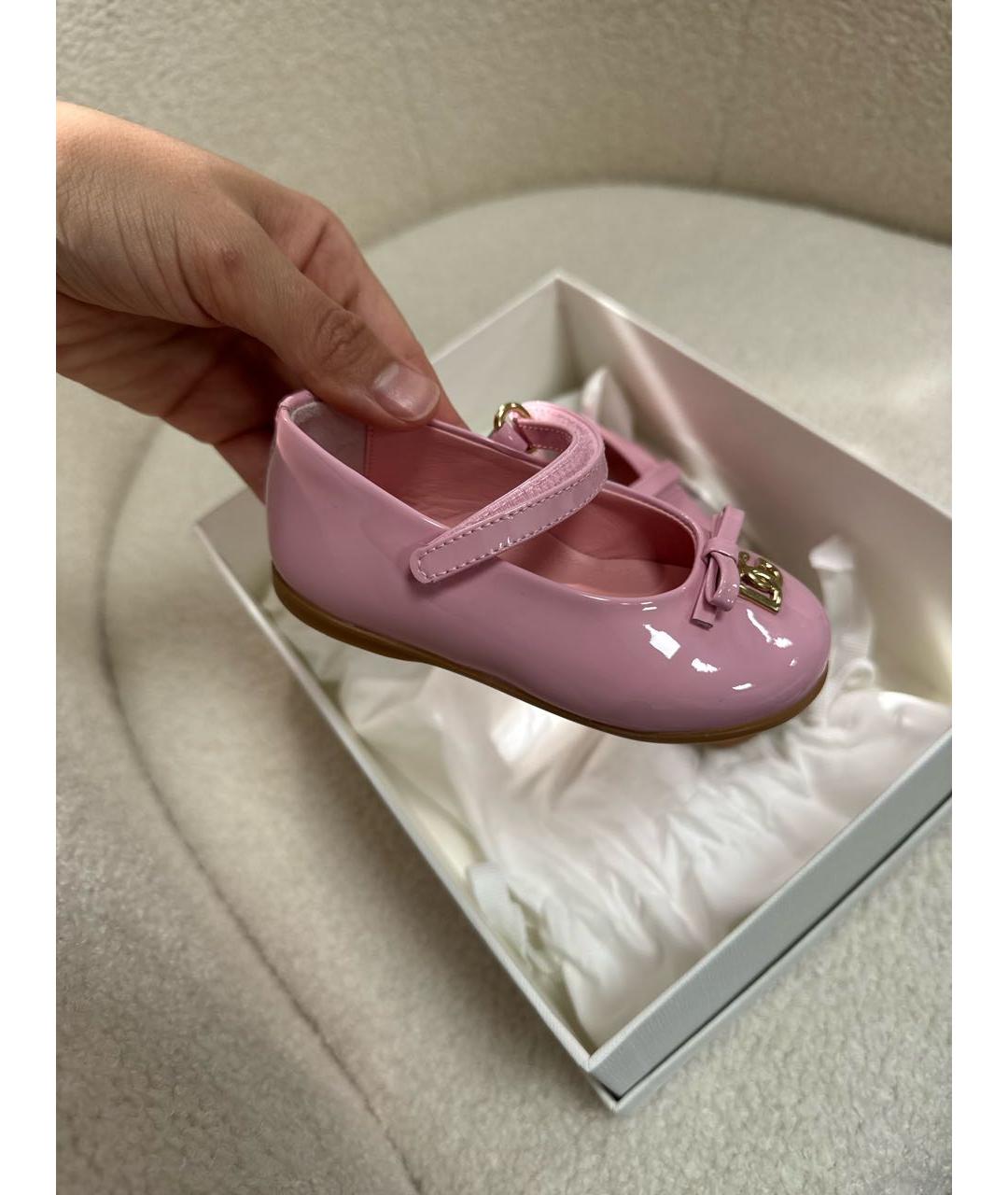 DOLCE&GABBANA Розовые кожаные балетки и туфли, фото 8