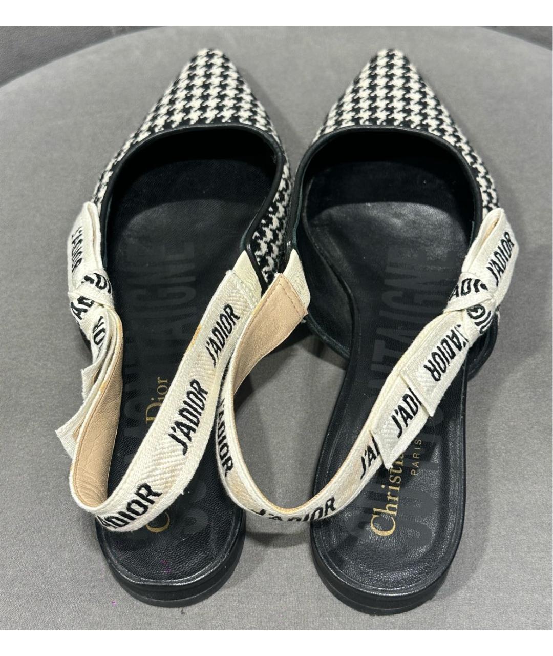 CHRISTIAN DIOR Черные текстильные балетки, фото 3