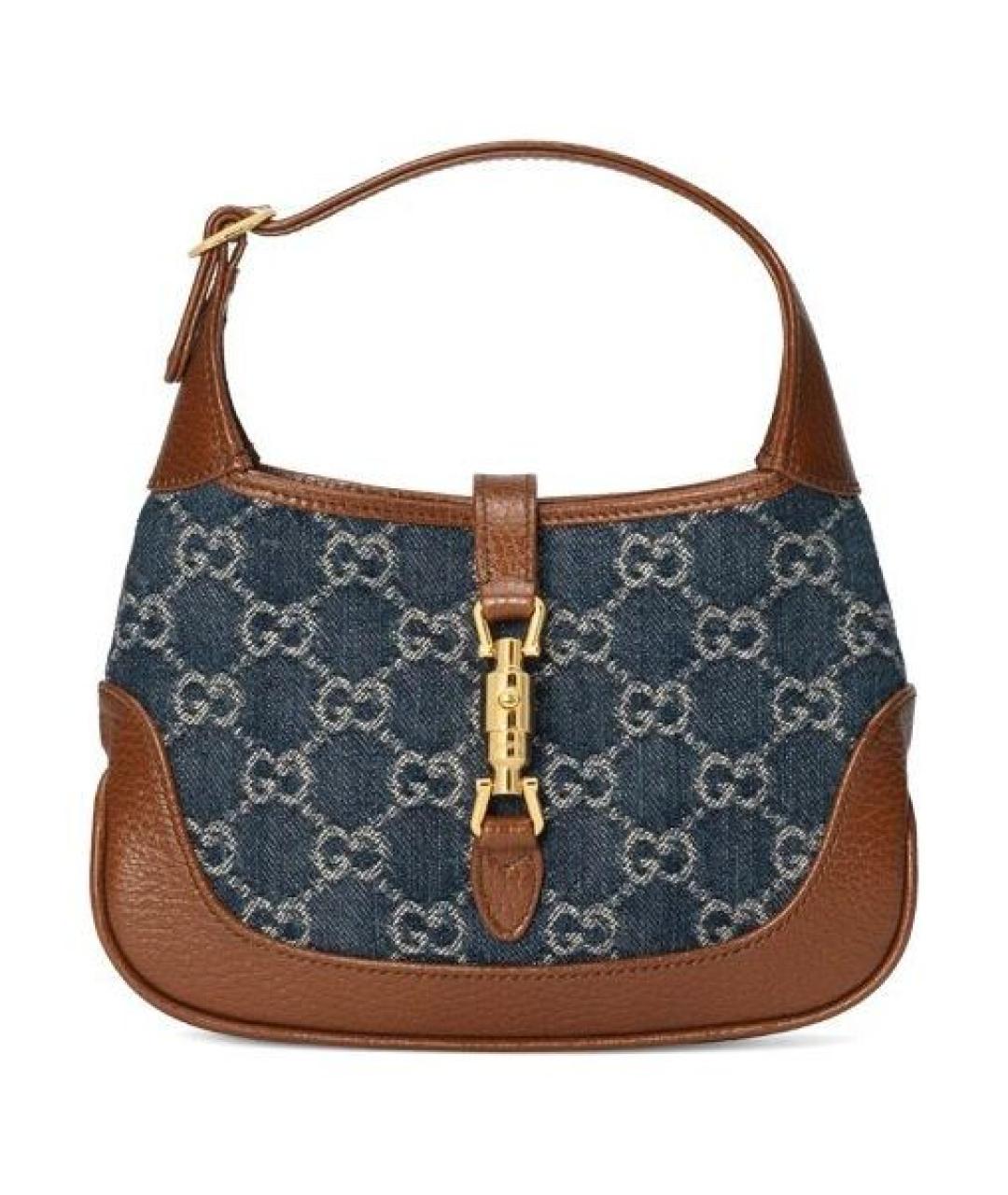 GUCCI Темно-синяя деним сумка с короткими ручками, фото 1