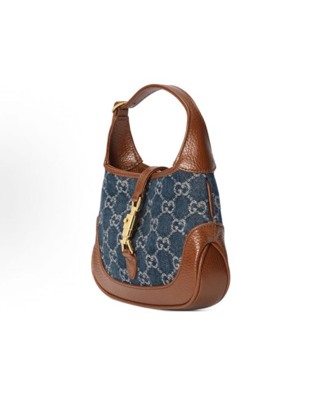 GUCCI Темно-синяя деним сумка с короткими ручками, фото 2