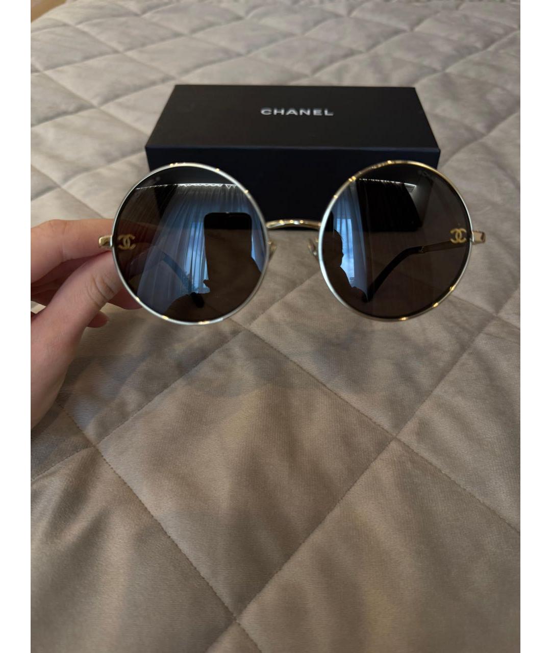 CHANEL Черные металлические солнцезащитные очки, фото 2