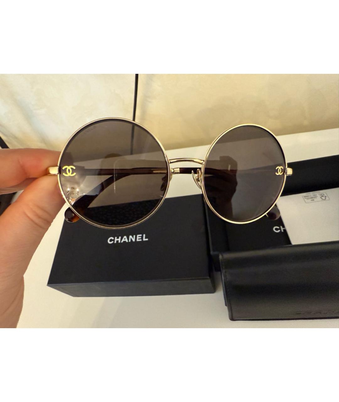 CHANEL Черные металлические солнцезащитные очки, фото 5