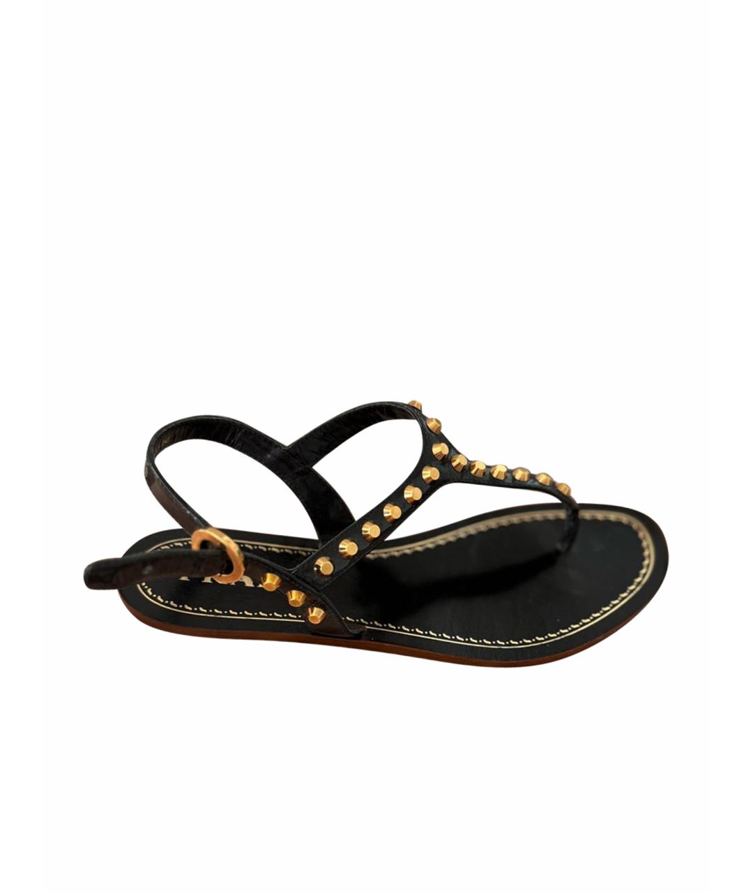 PRADA Черные сандалии из лакированной кожи, фото 1