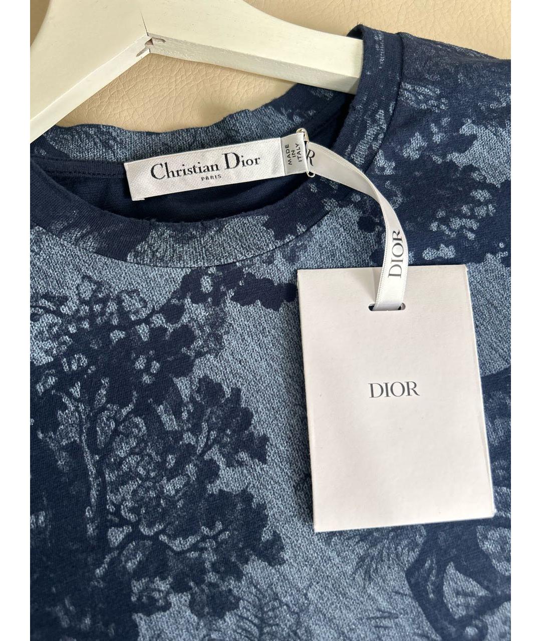 CHRISTIAN DIOR Темно-синяя хлопко-эластановая футболка, фото 5