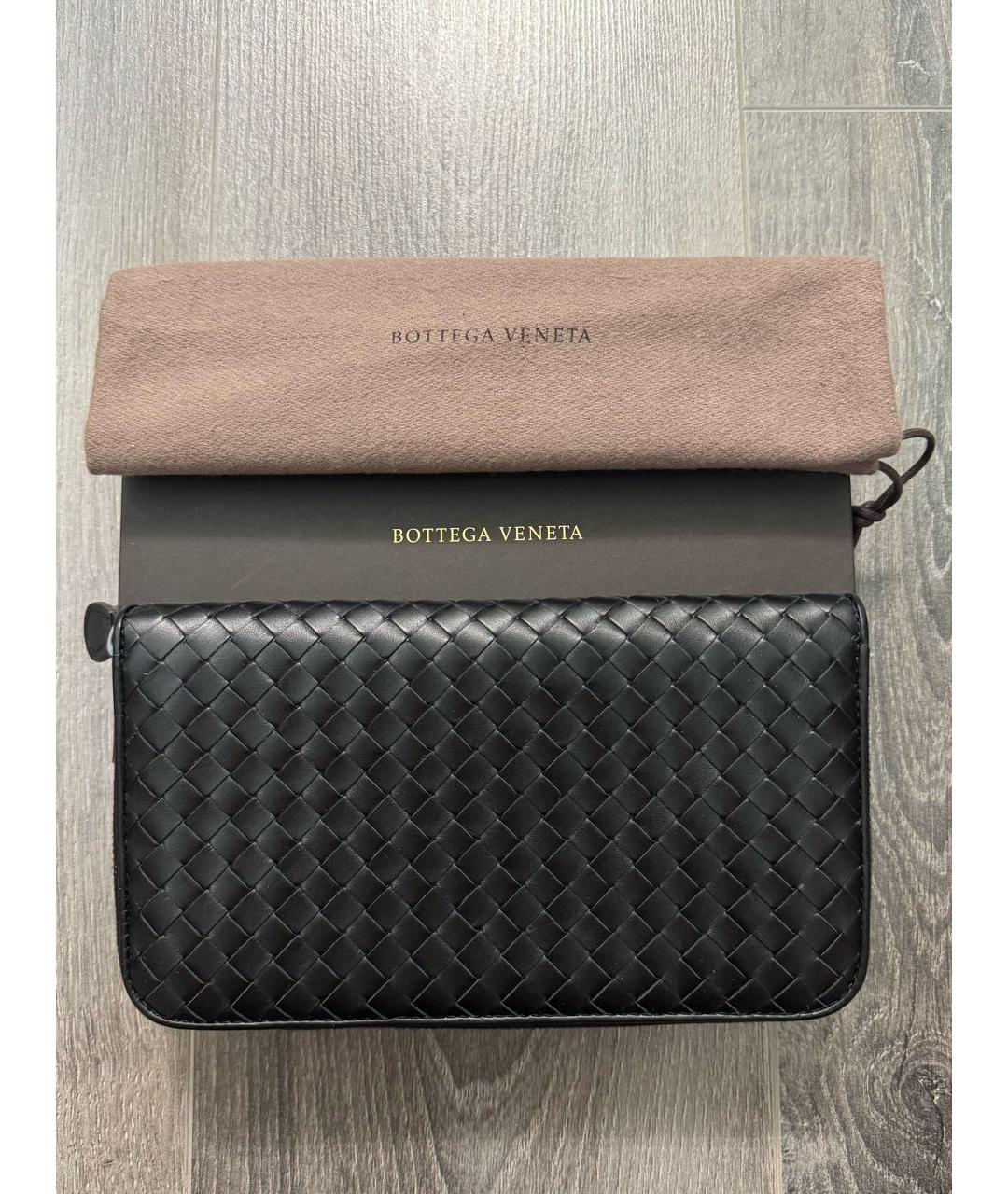 BOTTEGA VENETA Черный кожаный кошелек, фото 9