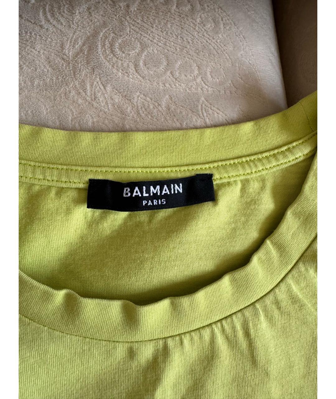 BALMAIN Желтая хлопковая футболка, фото 7