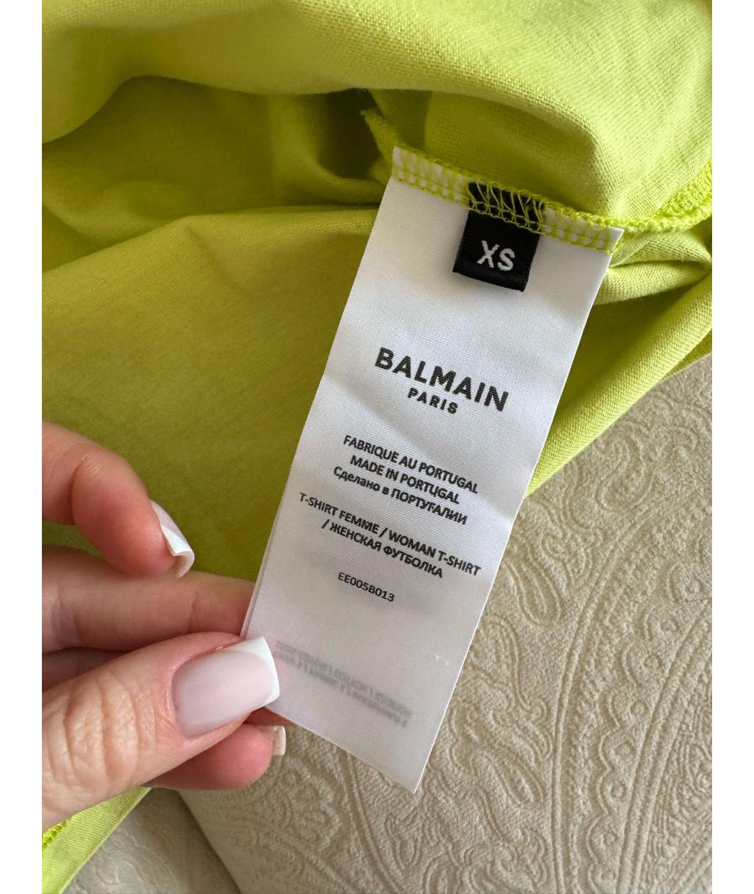 BALMAIN Желтая хлопковая футболка, фото 6