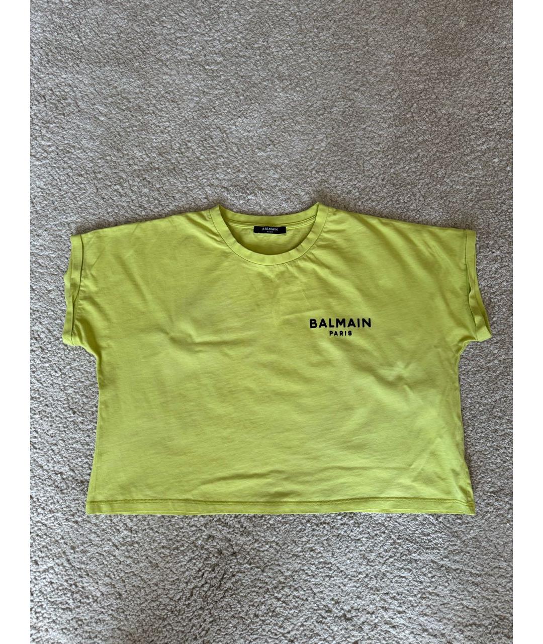 BALMAIN Желтая хлопковая футболка, фото 9