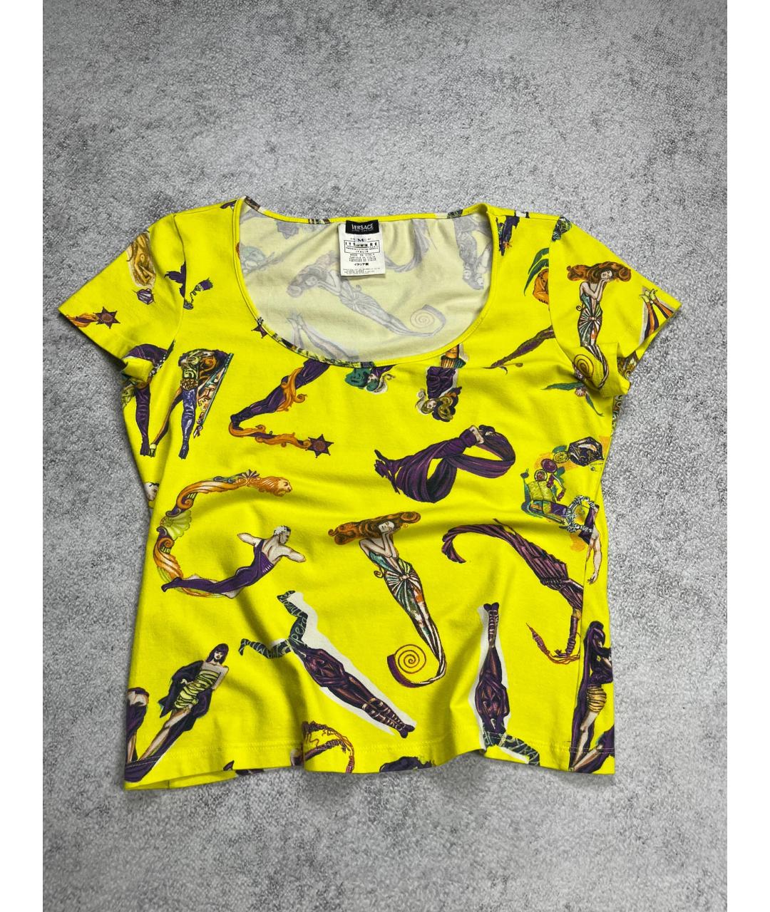 VERSACE Желтая хлопковая футболка, фото 3
