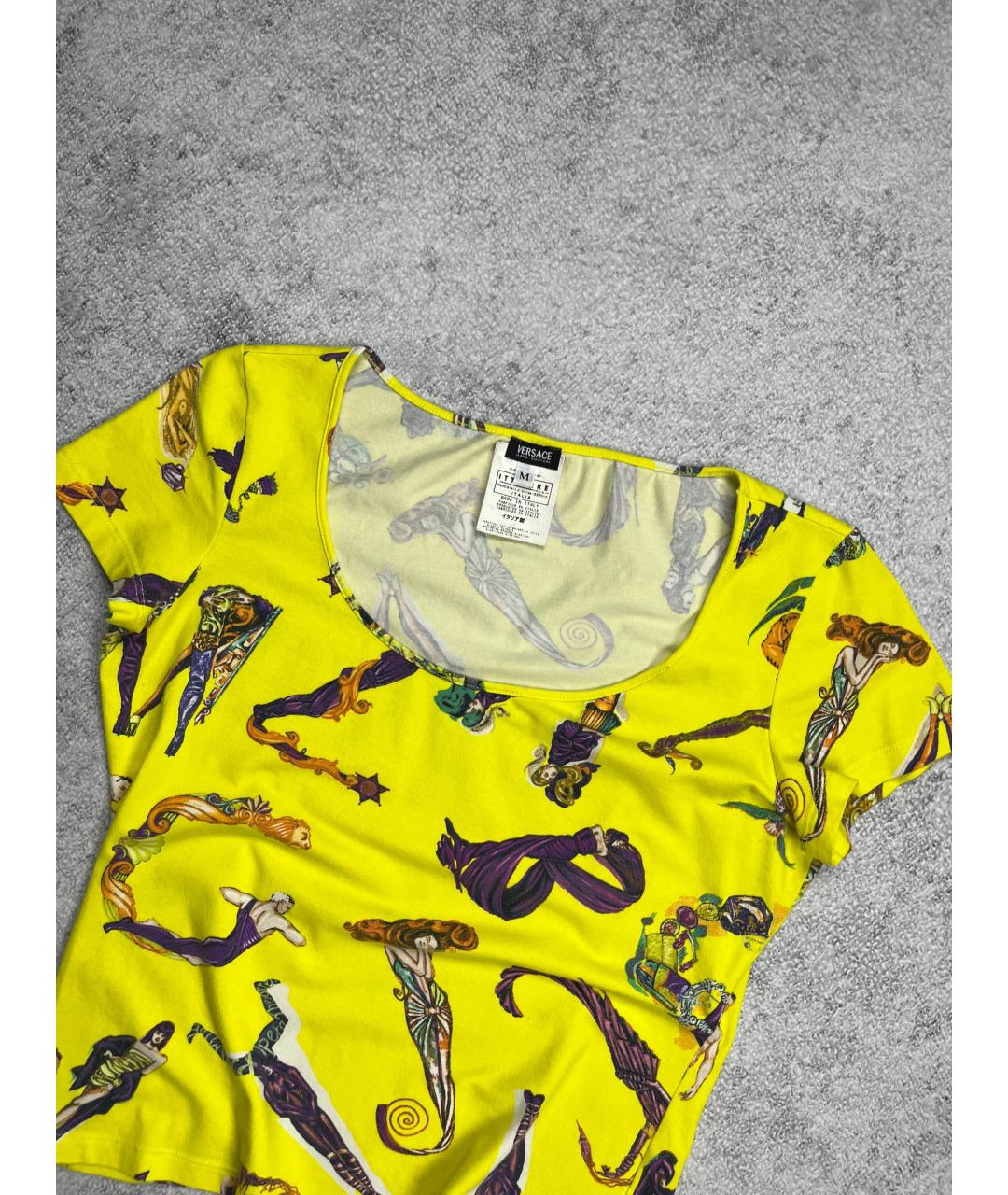 VERSACE Желтая хлопковая футболка, фото 2