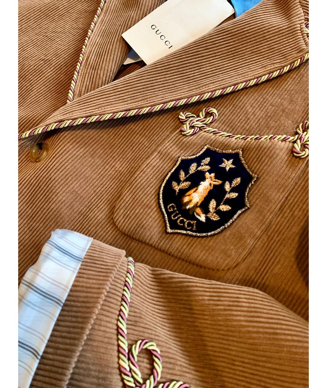 GUCCI Коричневый хлопковый пиджак, фото 8