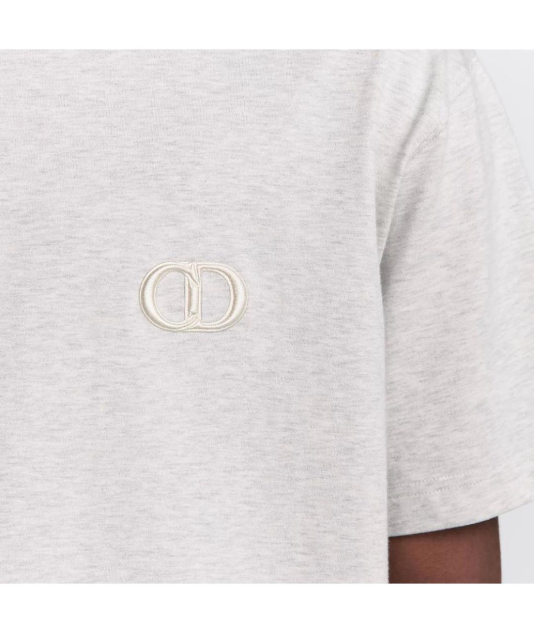 CHRISTIAN DIOR Серая хлопковая футболка, фото 4