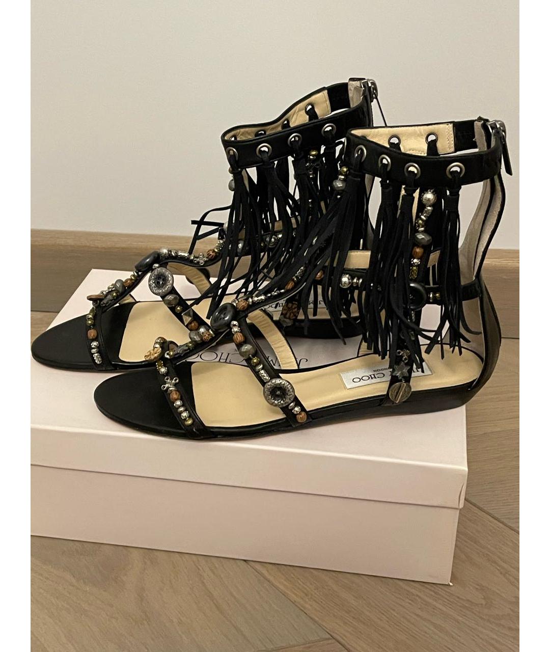 JIMMY CHOO Черные кожаные сандалии, фото 5
