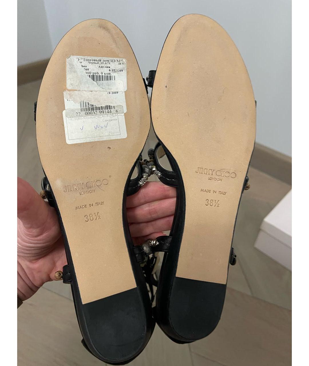 JIMMY CHOO Черные кожаные сандалии, фото 4