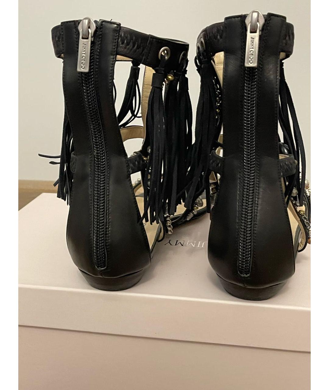 JIMMY CHOO Черные кожаные сандалии, фото 3