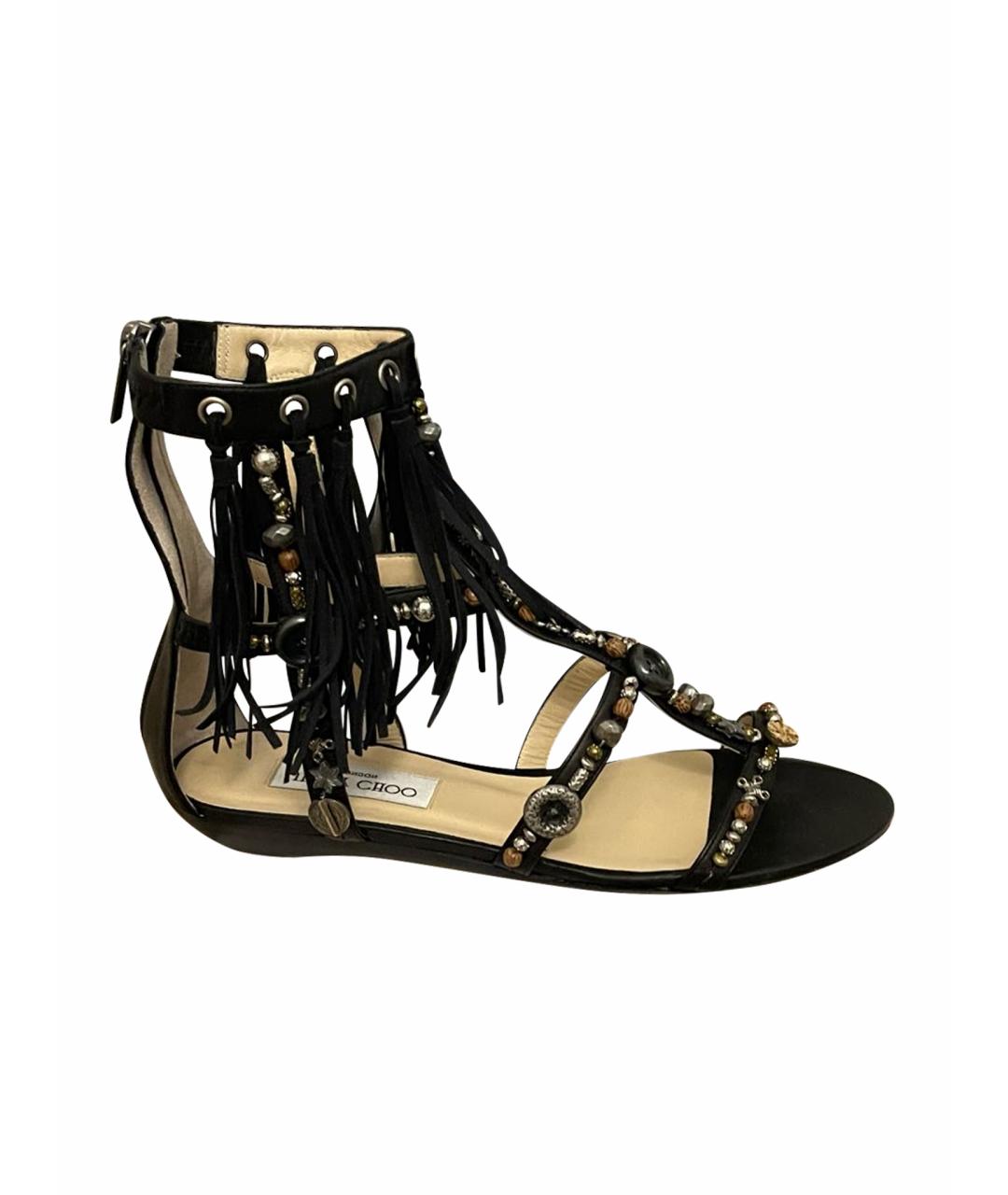 JIMMY CHOO Черные кожаные сандалии, фото 1