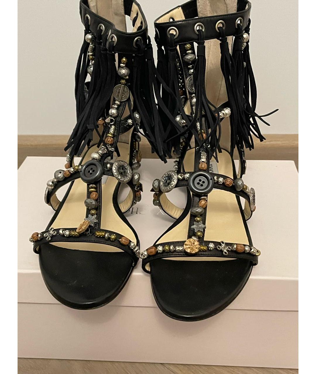 JIMMY CHOO Черные кожаные сандалии, фото 2