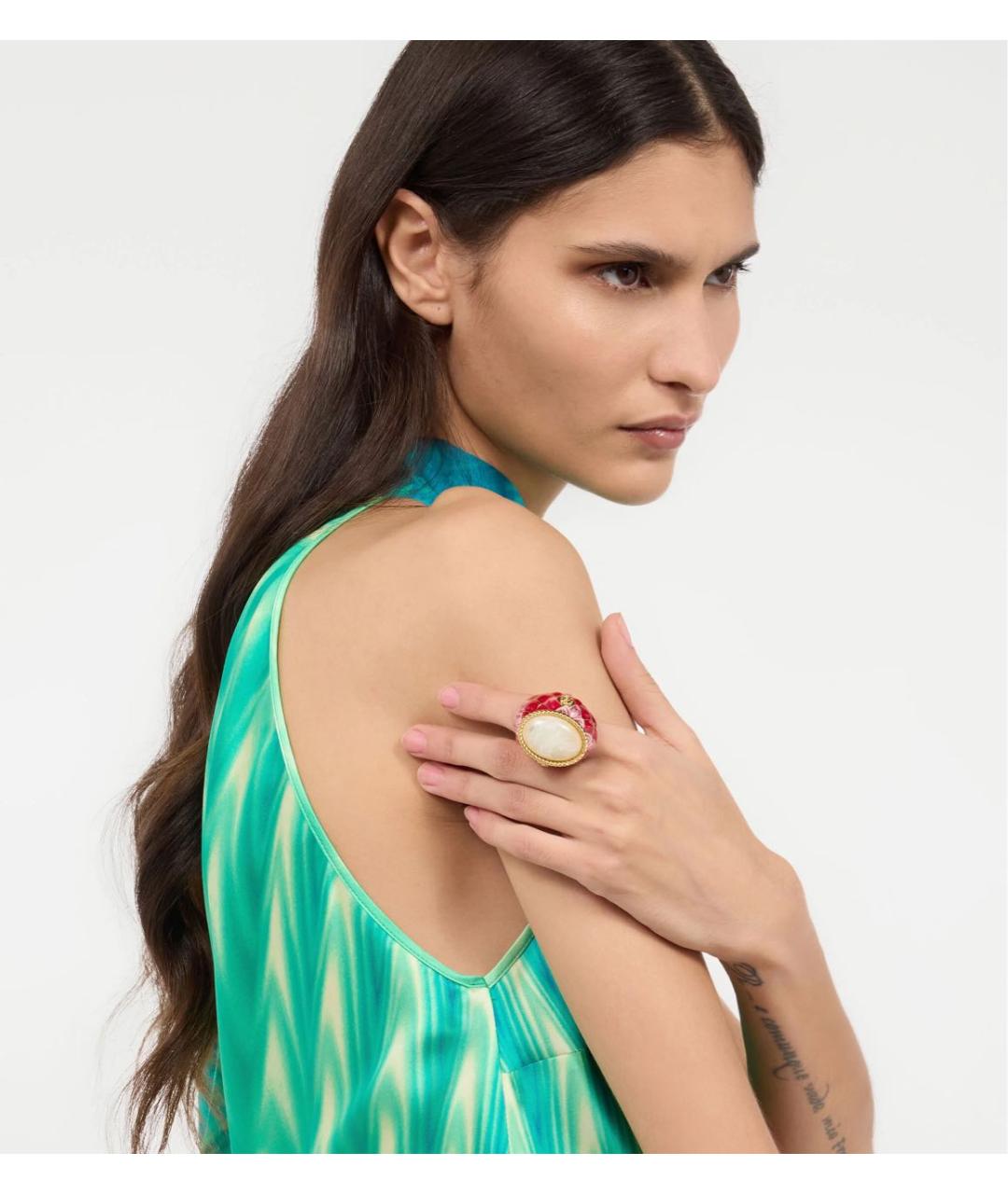 ROBERTO CAVALLI Красное металлическое кольцо, фото 5
