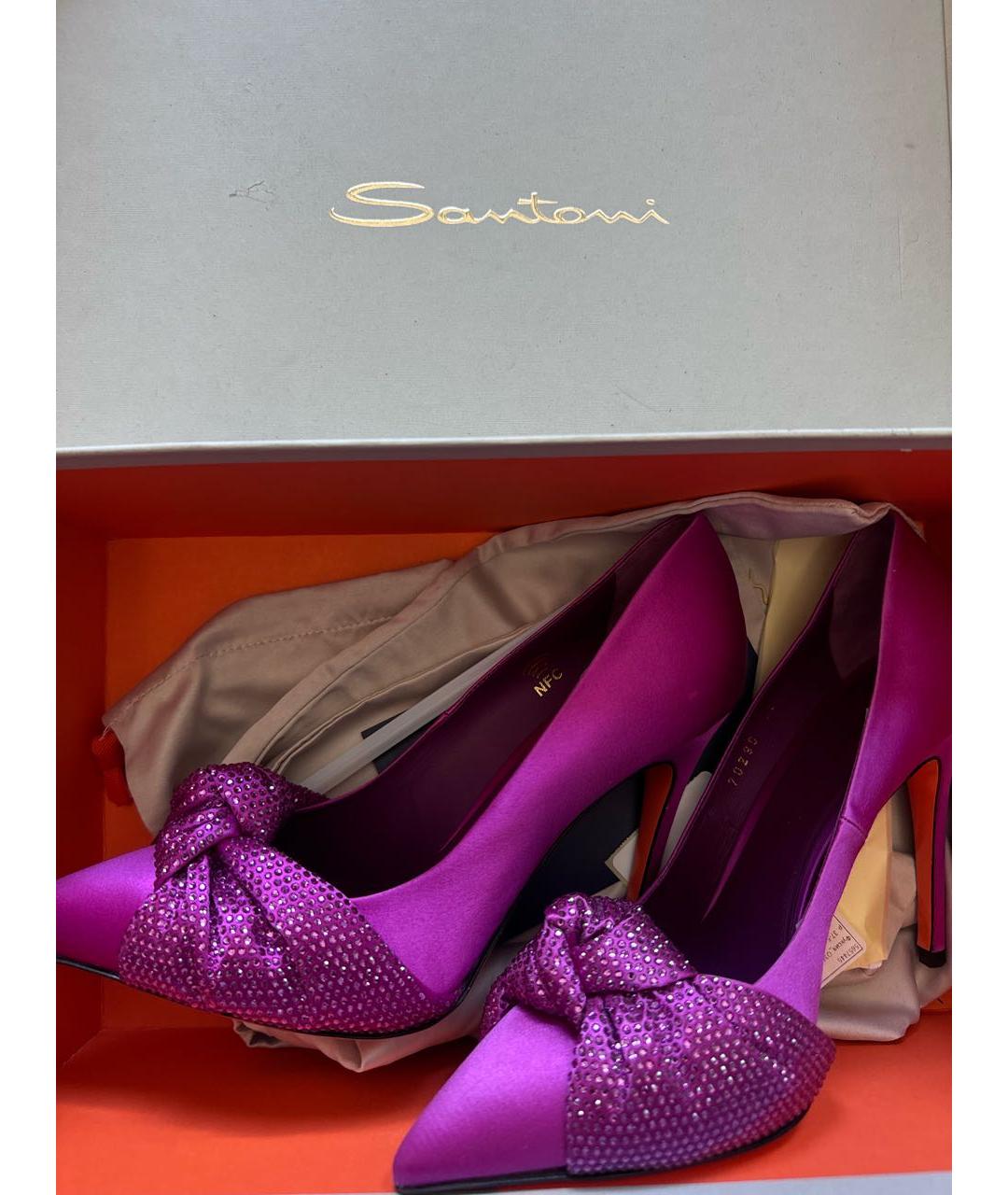 SANTONI Фиолетовые текстильные туфли, фото 8