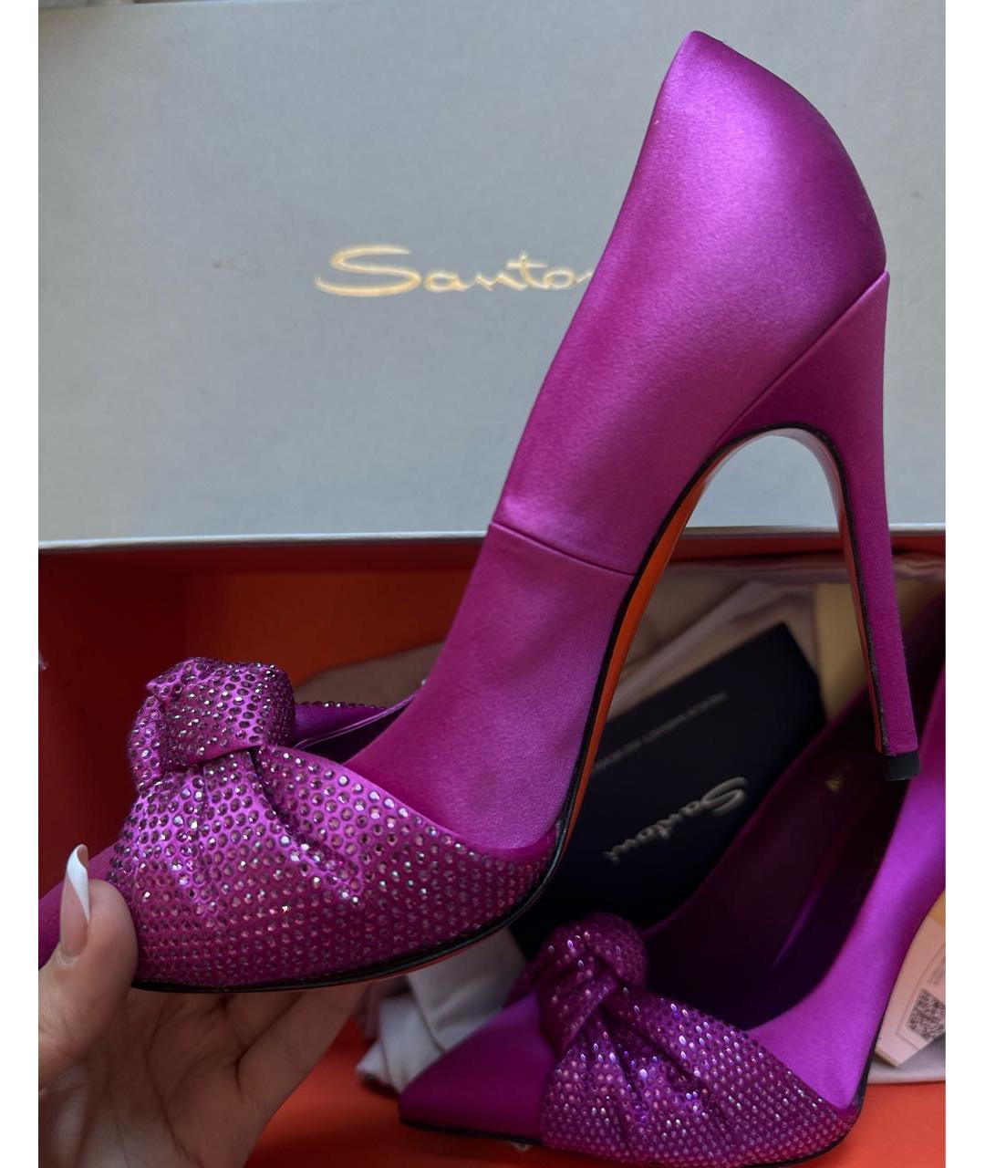 SANTONI Фиолетовые текстильные туфли, фото 5
