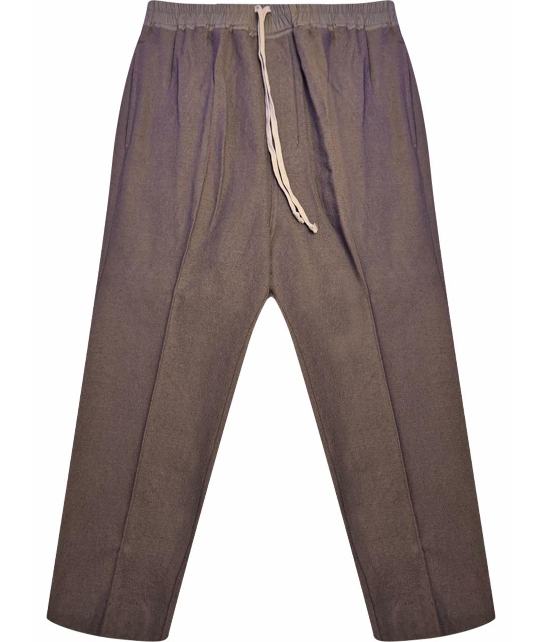 RICK OWENS Серые шерстяные повседневные брюки, фото 1