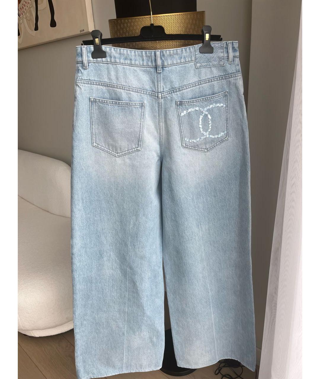 CHANEL Голубые хлопковые прямые джинсы, фото 2