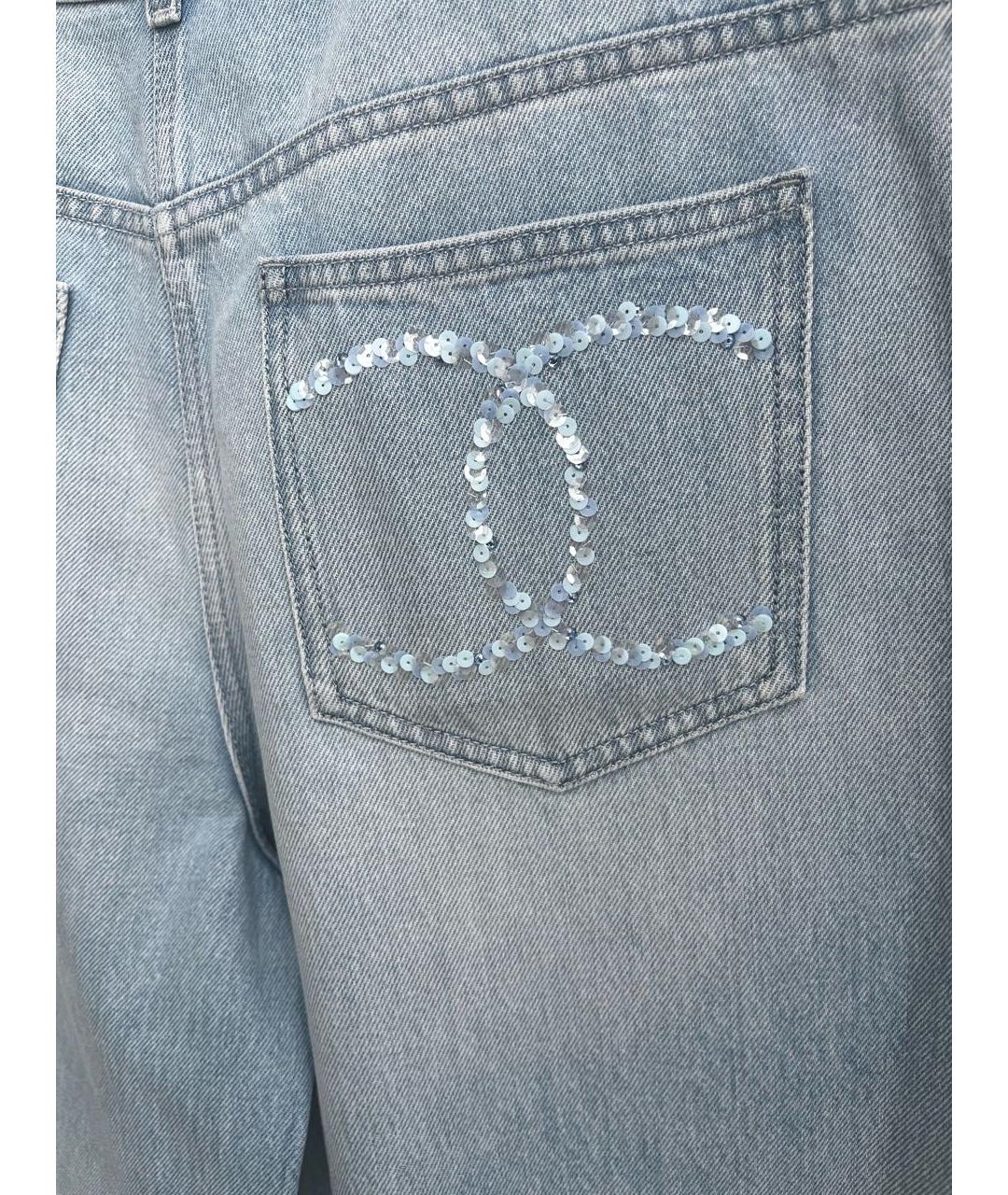 CHANEL Голубые хлопковые прямые джинсы, фото 8