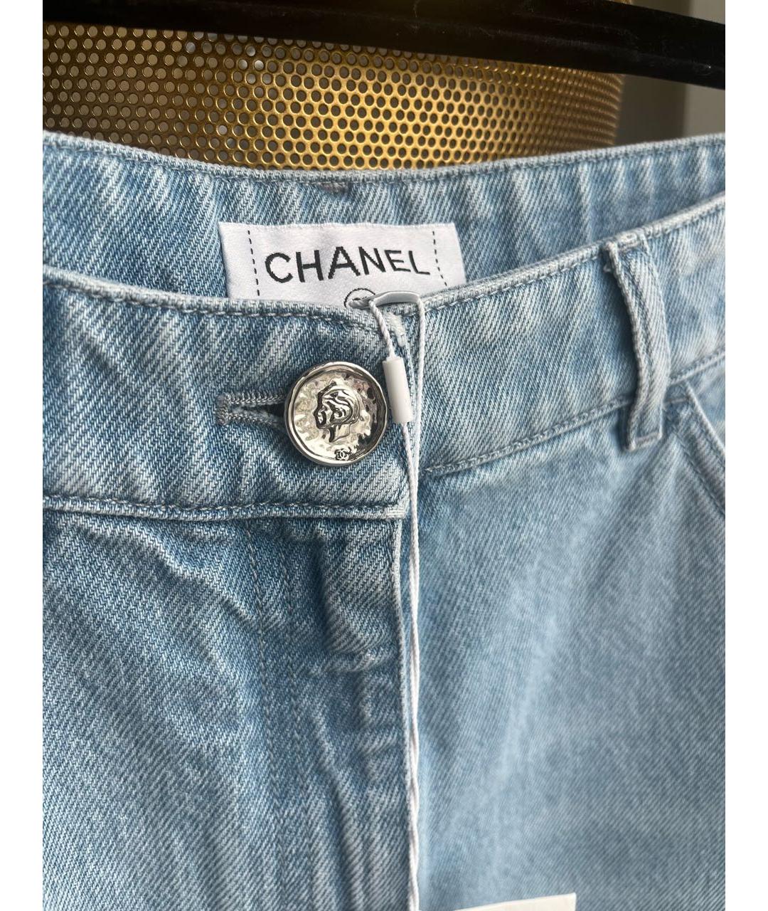 CHANEL Голубые хлопковые прямые джинсы, фото 6