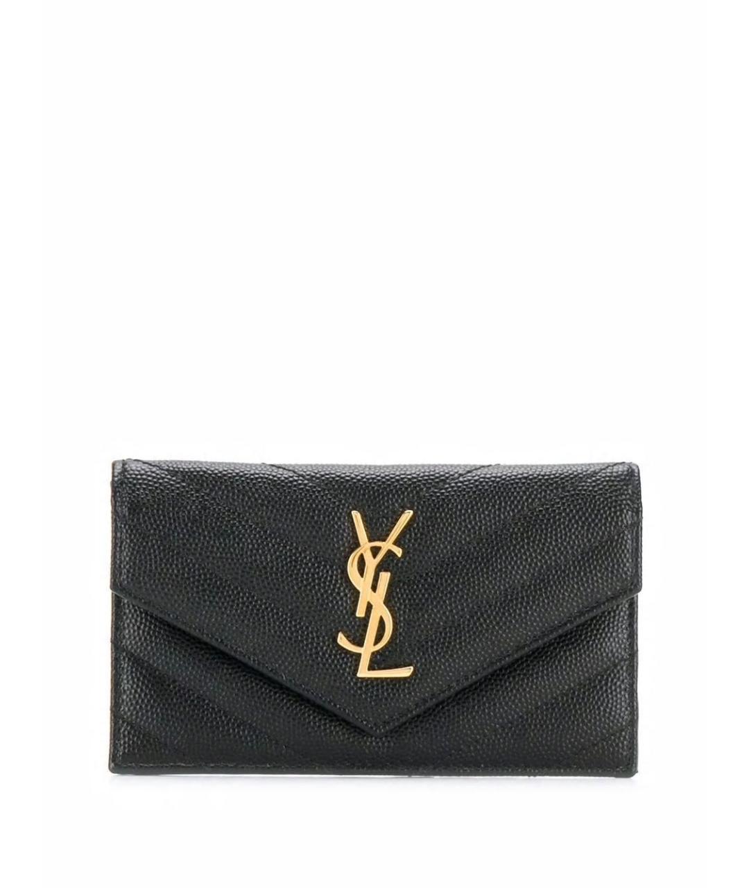 SAINT LAURENT Черный кожаный кардхолдер, фото 1