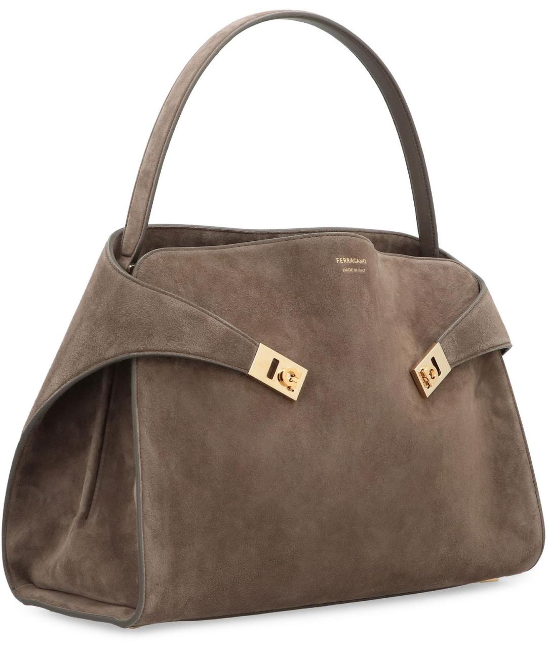 FERRAGAMO Бежевая кожаная сумка тоут, фото 3