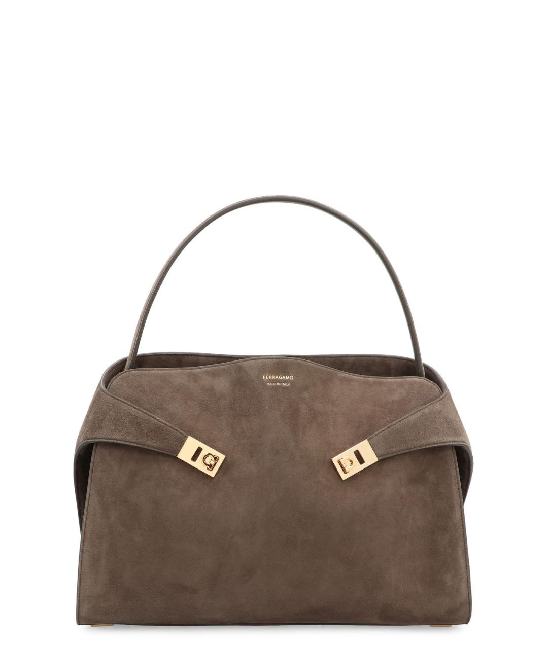 FERRAGAMO Бежевая кожаная сумка тоут, фото 1
