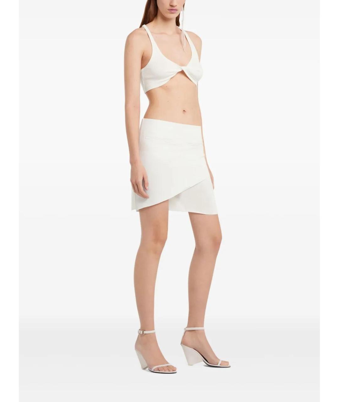 COURREGES Белая хлопковая юбка мини, фото 3