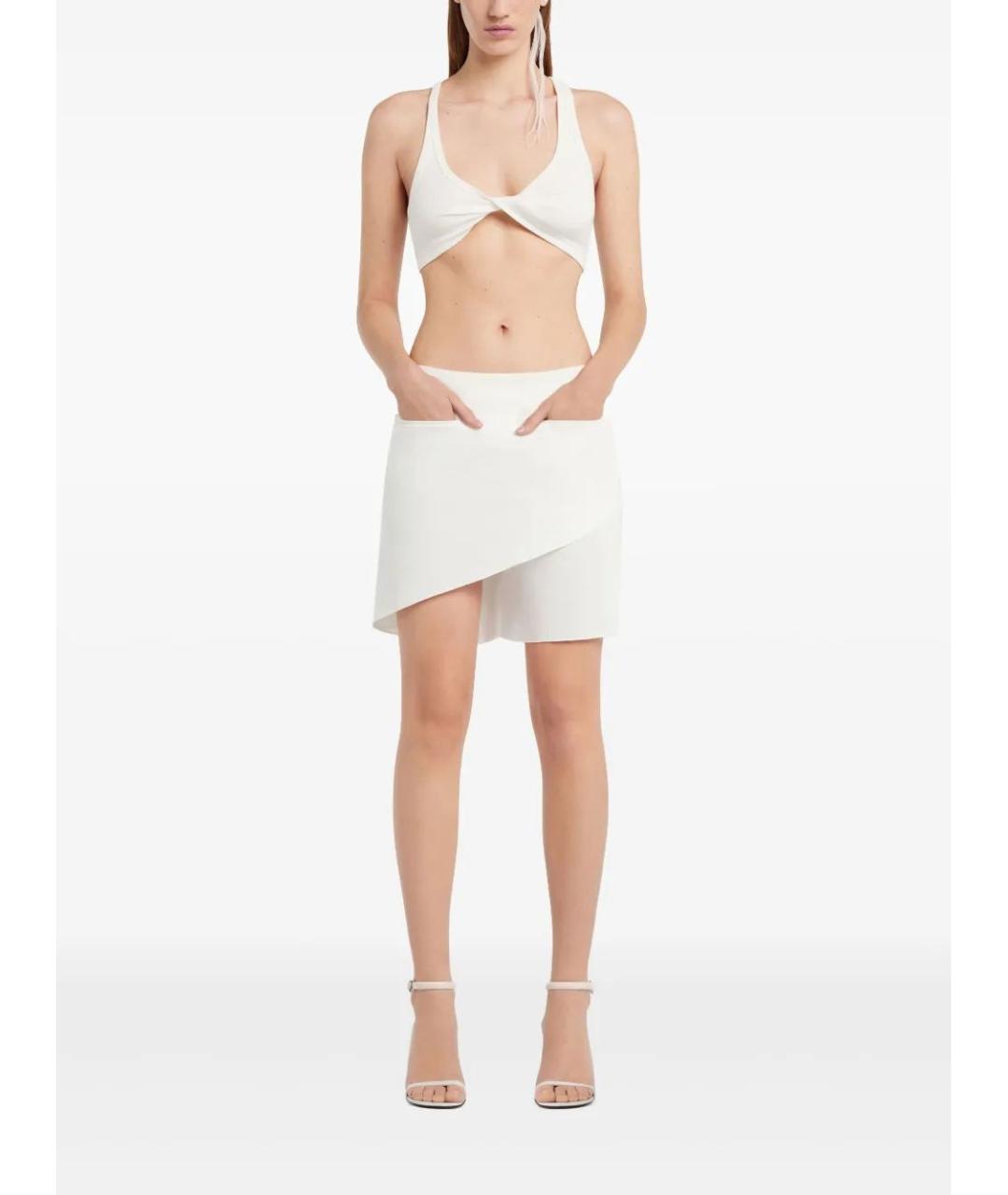 COURREGES Белая хлопковая юбка мини, фото 2