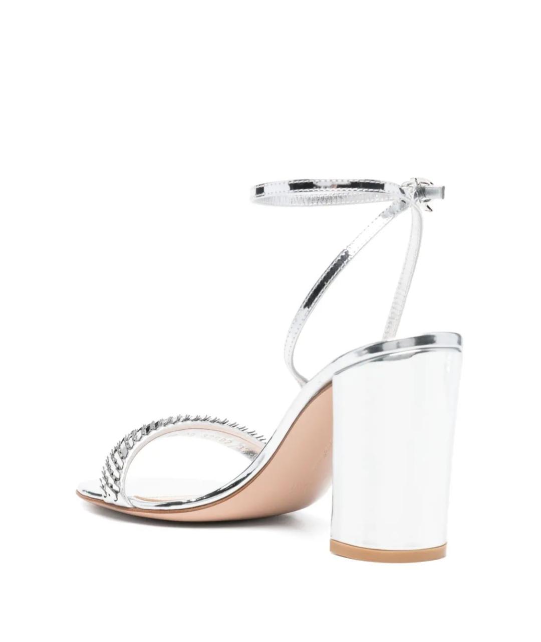 GIANVITO ROSSI Серебряные кожаные босоножки, фото 3