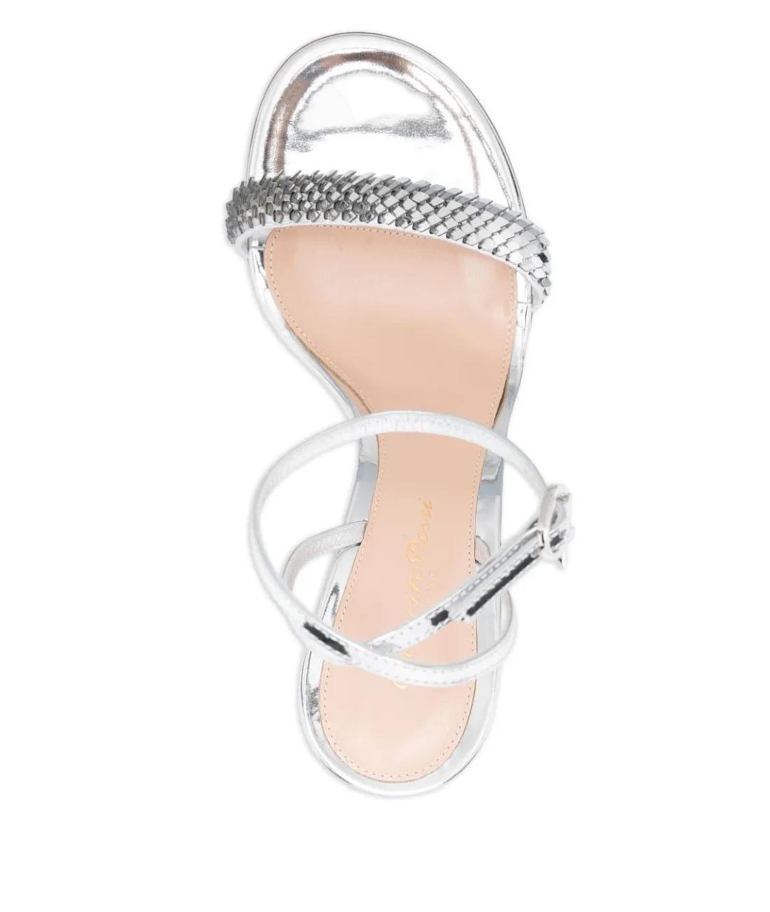 GIANVITO ROSSI Серебряные кожаные босоножки, фото 4
