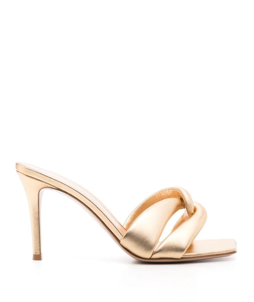 GIANVITO ROSSI Золотые кожаные мюли, фото 1