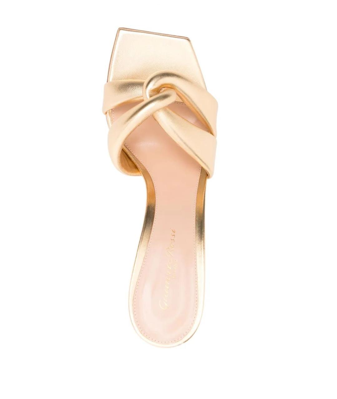 GIANVITO ROSSI Золотые кожаные мюли, фото 4