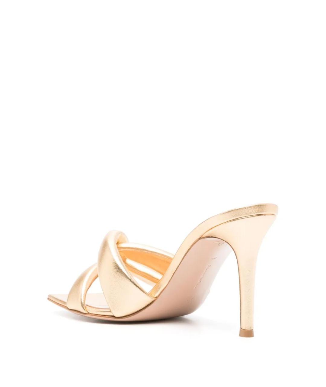 GIANVITO ROSSI Золотые кожаные мюли, фото 3