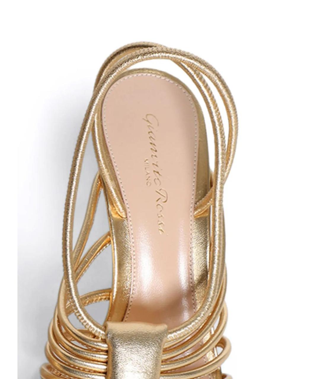GIANVITO ROSSI Золотые кожаные босоножки, фото 2