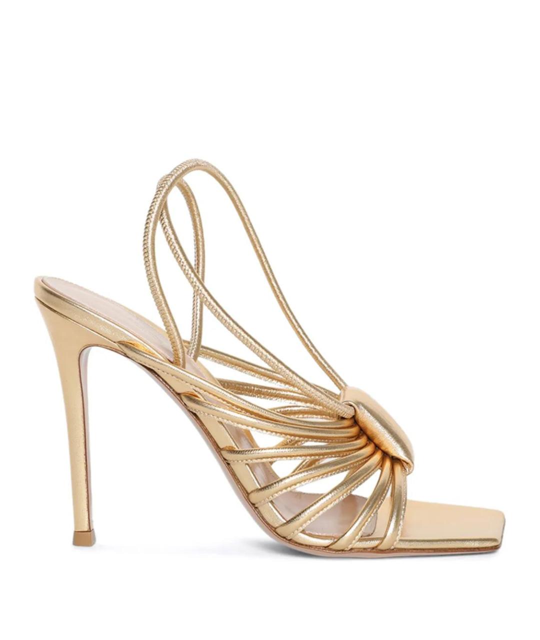 GIANVITO ROSSI Золотые кожаные босоножки, фото 1