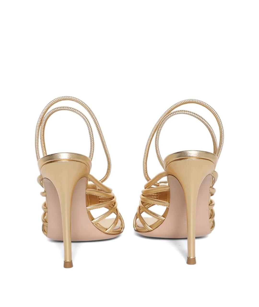 GIANVITO ROSSI Золотые кожаные босоножки, фото 3